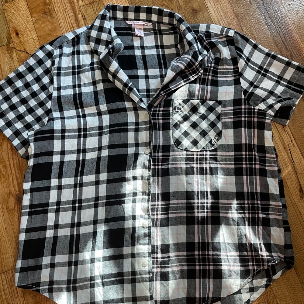 Victoria's Secret Black and White Checkered Shirt